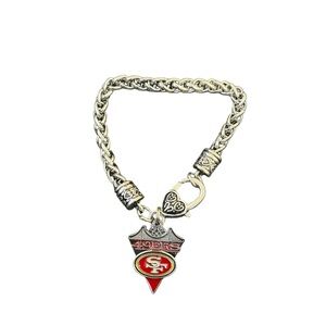 Silver and Red 49ers Charm Bracelet